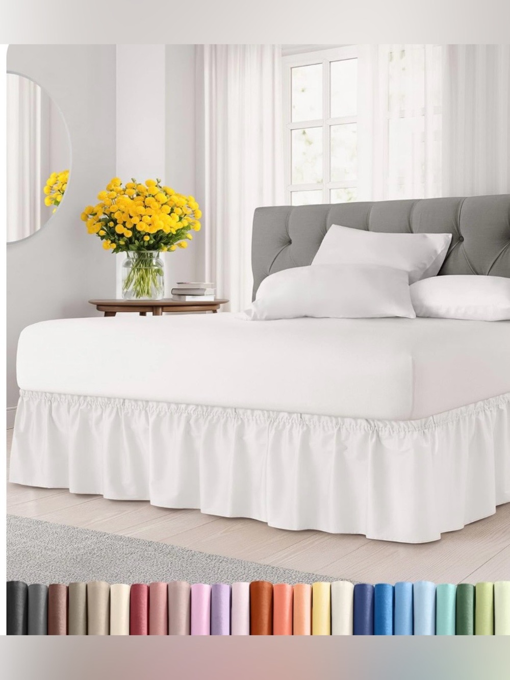 QUEEN SIZE Wrap-Around Bed Skirt 12” Drop - ANTIQUE WHITE